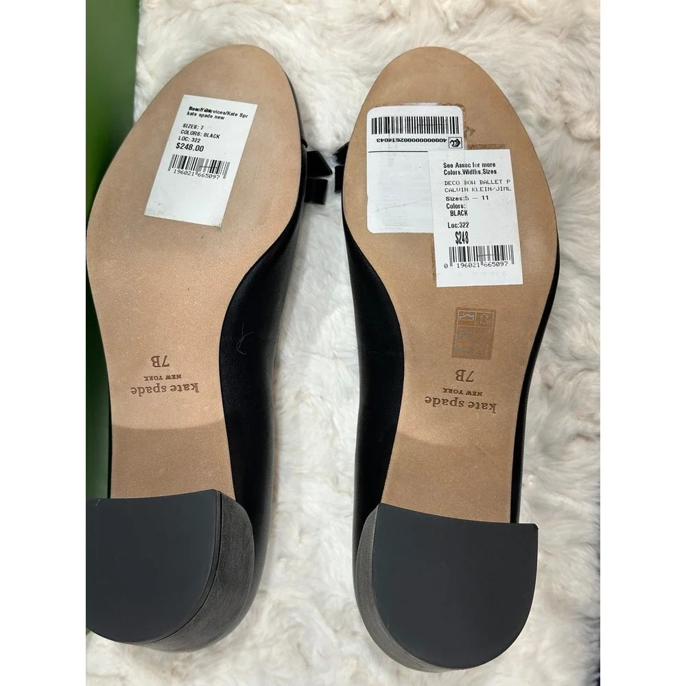 Womans‎ Kate Spade Deco Bow Ballet Pump Modern Glam Black Heels